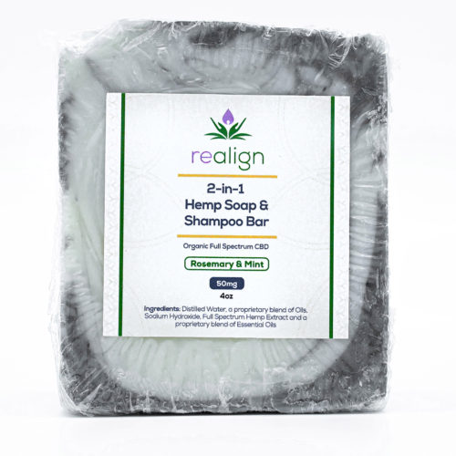 2-in-1 CBD Hemp Soap and Shampoo Bar "Rosemary & Mint"  50mg